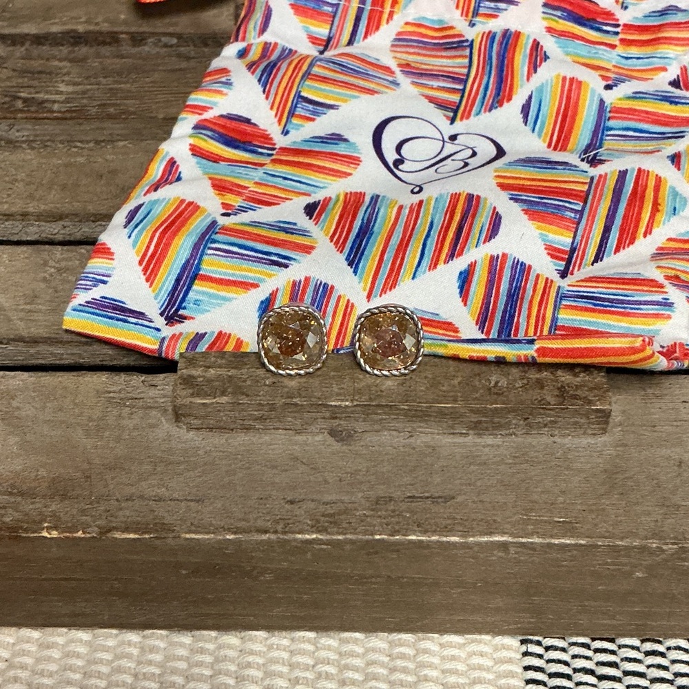 Brighton great shape Sparkleville golden Swarovski square crystal post earrings